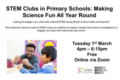 Zoom: STEM Clubs in Primary Schools – Making Science Fun!