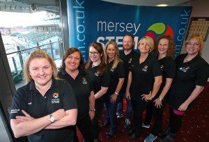 Mersey Stem Robotics Challenge Grand Final held at Aintree Racecourse. Eight schools made it through to the final with Hillside High School coming out victorious! Pictured are the winning team celebrating Sam Zhen Joseph Leatherbarrow Logan Burke and Harry Naylor Images by Gareth Jones